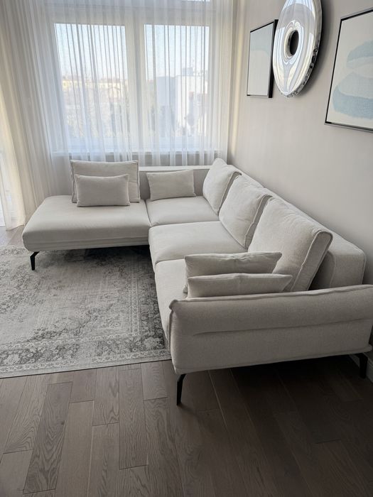 Narożnik kanapa sofa Zurich jasny beżowy kremowy boucle