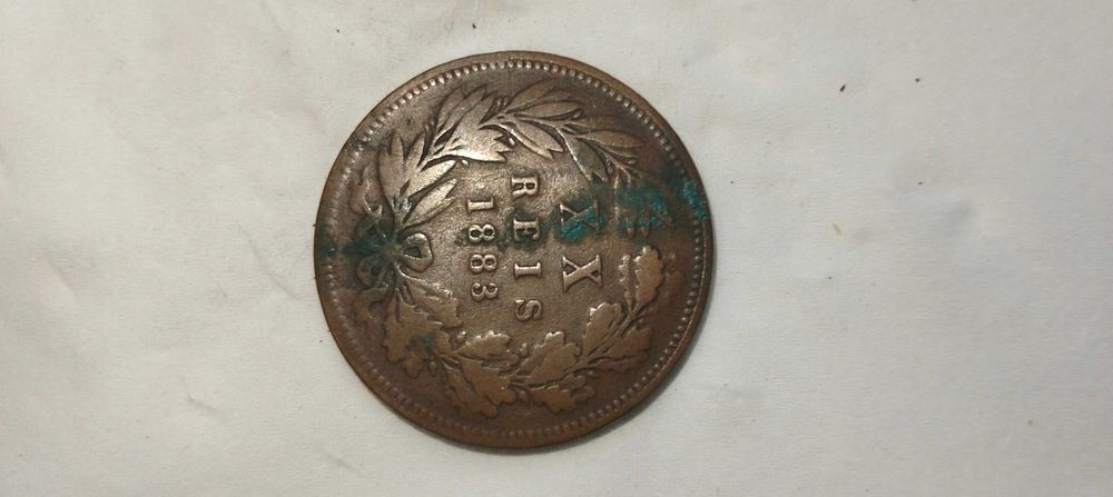 Moeda portuguesa antiga xx réis 1883