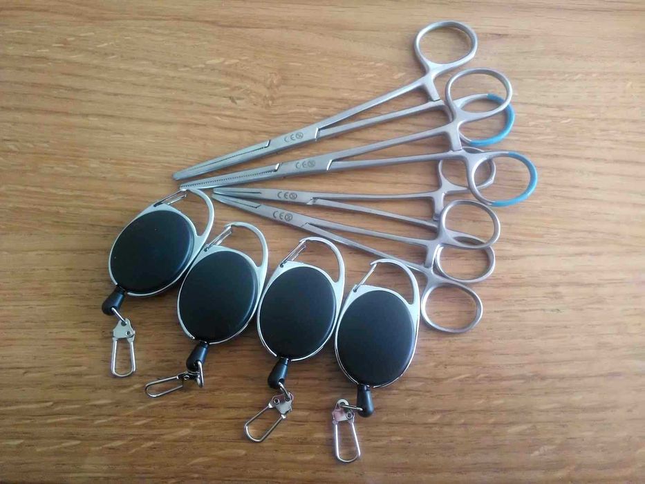Zestaw 4 x szczypce wędkarskie + 4x retraktor prezent świeta