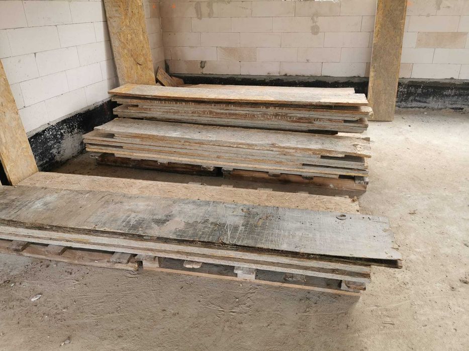 Płyty OSB 22 mm, używane, oczyszczone — idealne na szalunki, budowa — ok. 100 m² — 1699 zł za całość