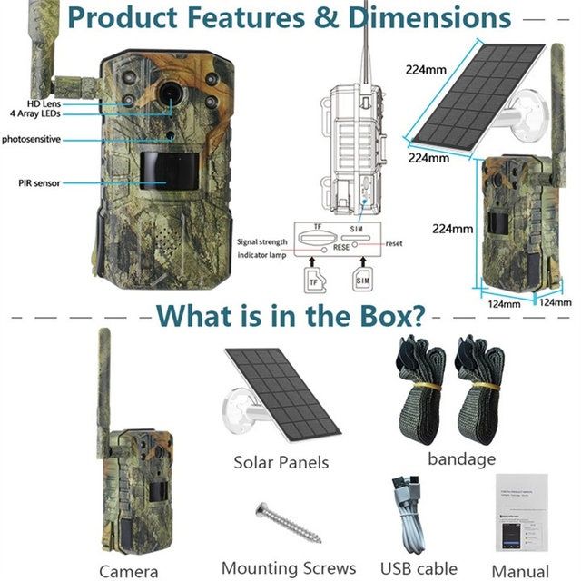 4G+ Solar Hunting Camera with Trap Function, Remote Live/Historical Access via App64738700450050123