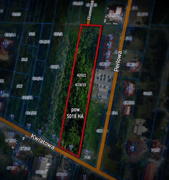 Działka inwestycyjna 5 018 m² w Łazach | MPZP MNW-U 2024 | Media przy działce | Blisko S7 - Widok 3