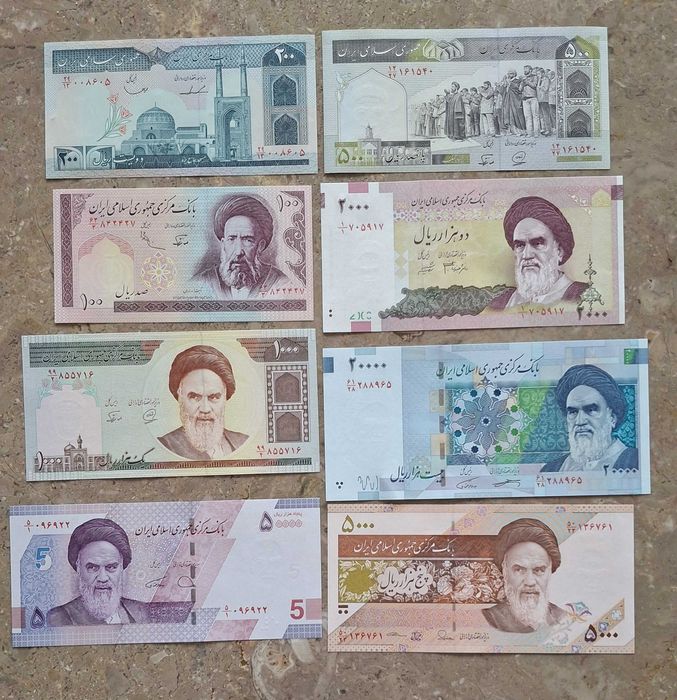 Irão - Lote de 8 notas novas