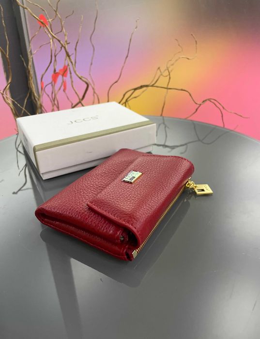 Жіночий шкіряний гаманець JCCS червоний маленький