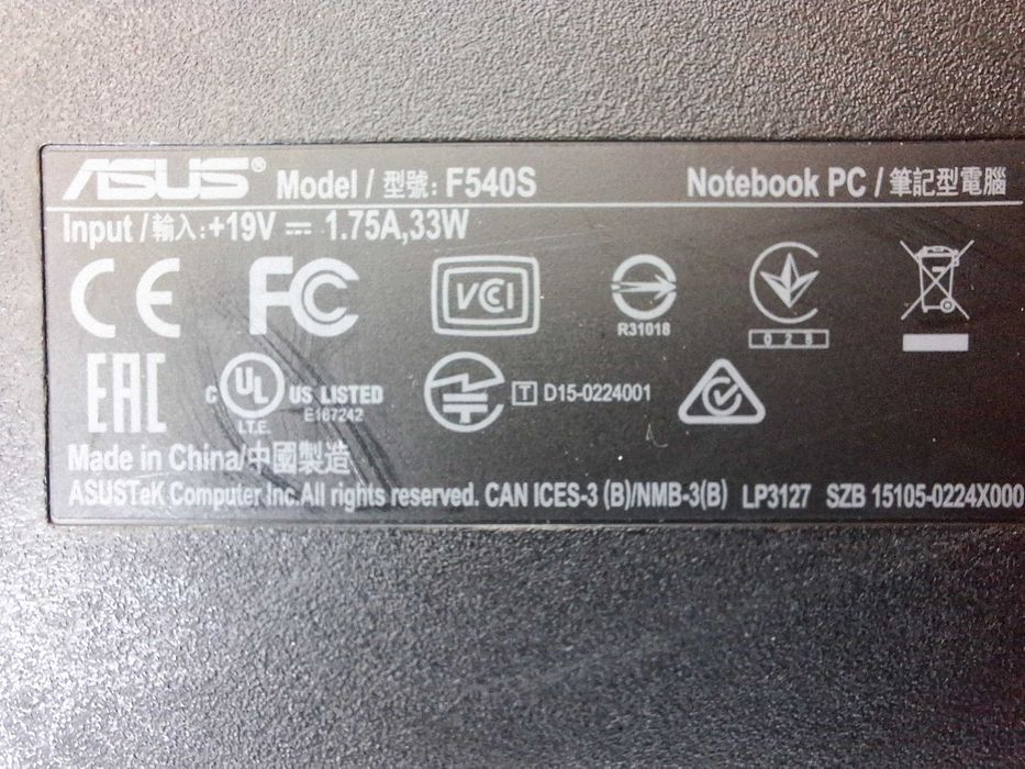 Ноутбук Asus F540S запчастини піддон плата жосткого