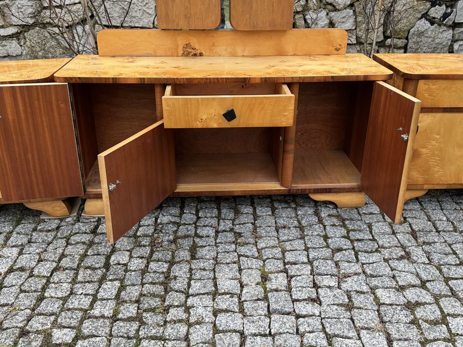 Toaletka czeczot brzozowy nakastliki szafki nocne 1970 ala art deco