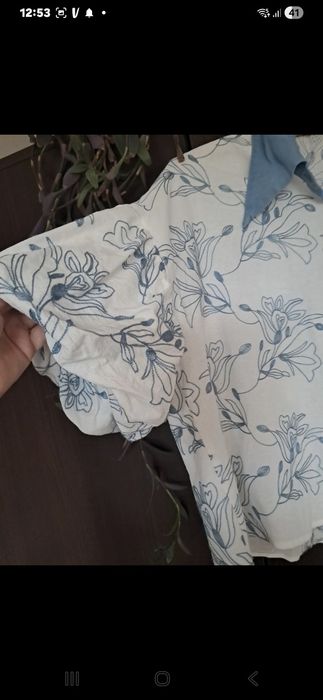 Slivzna koszula haftowana,130biust. 60cm dlugość nowa
