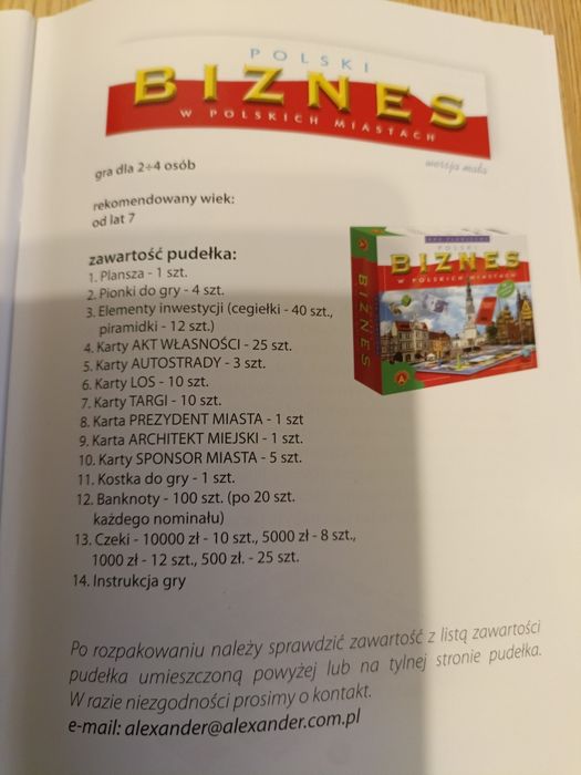 Gra planszowa Polski biznes w polskich miastach  Alexander Siedlce
