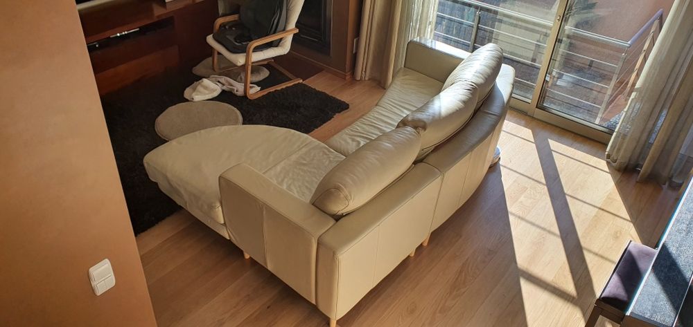 Sofá em pele genuína chaise longue em ótimo estado