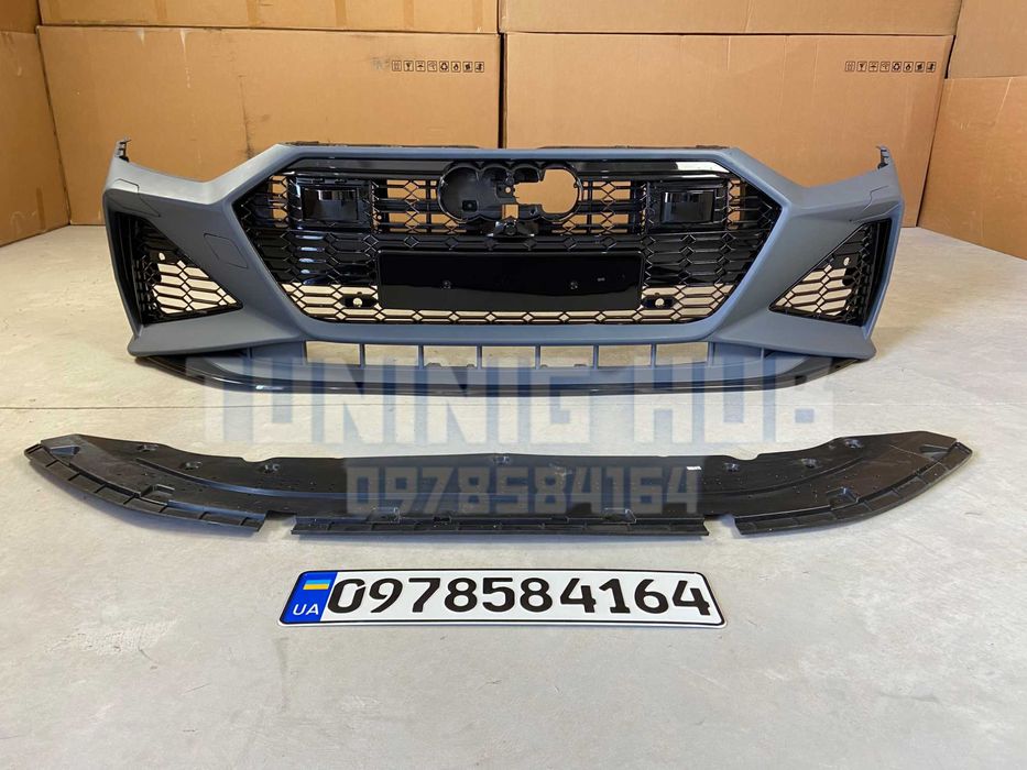 передний бампер Audi A7 C8 4K (17-22) стиль RS решетка под дистроник