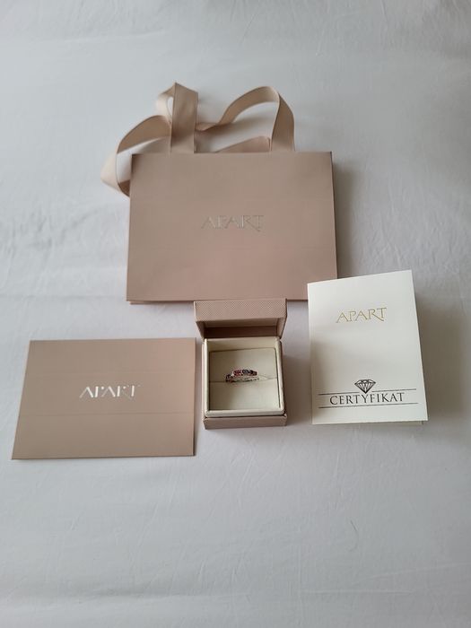 Pierścionek APART diamenty tanzanit  rodolit różowy złoto  próba 585