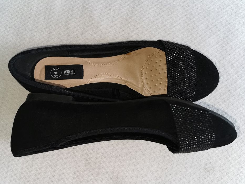 Baleriny nowe czarne r 37 wkładka 24 cm