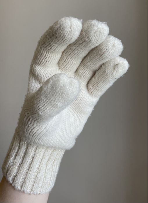 Luvas brancas com fios dourados (Camaïeu)