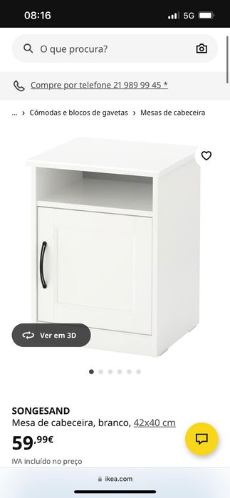 IKEA SONGESAND Cama de casal e mesas de cabeceira