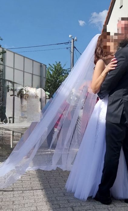 Suknia Ślubna MS Moda Angel, śnieżnobiała, rozm. 38 + 2 welony gratis