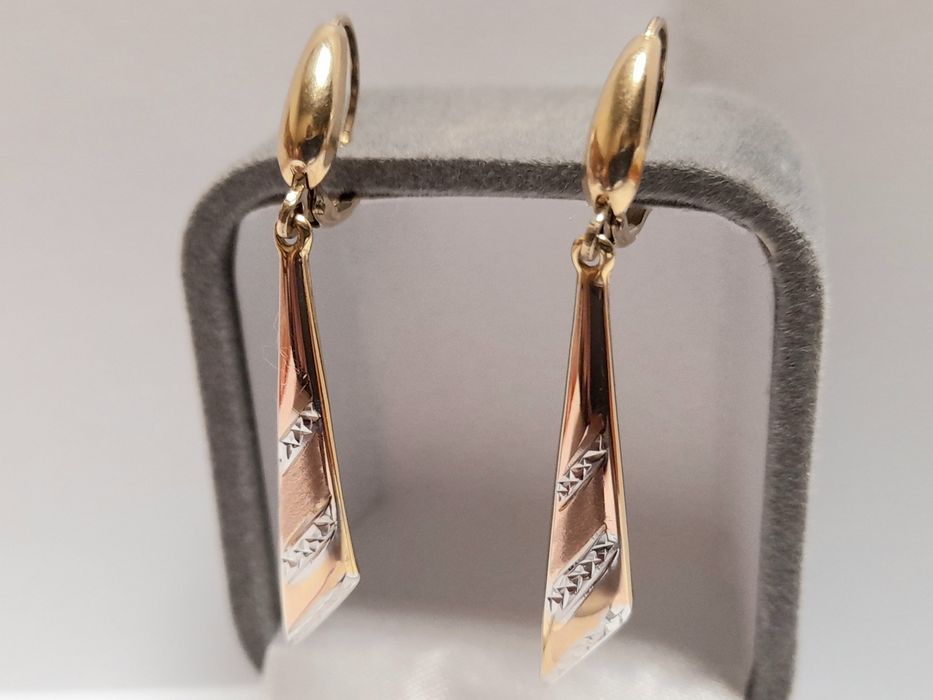 Kolczyki Rezerwacja Złote Wiszące Diamentowane zloto 14k