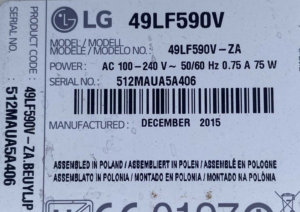 Peças TV Lg 49LF590V EAX662.30701  EAX664.82504 Testadas