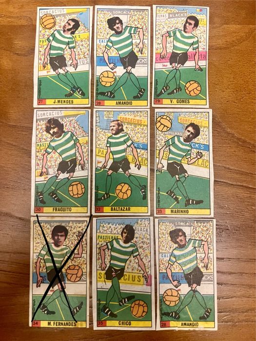 Cromos caramelo anrigos do Sporting anos 70