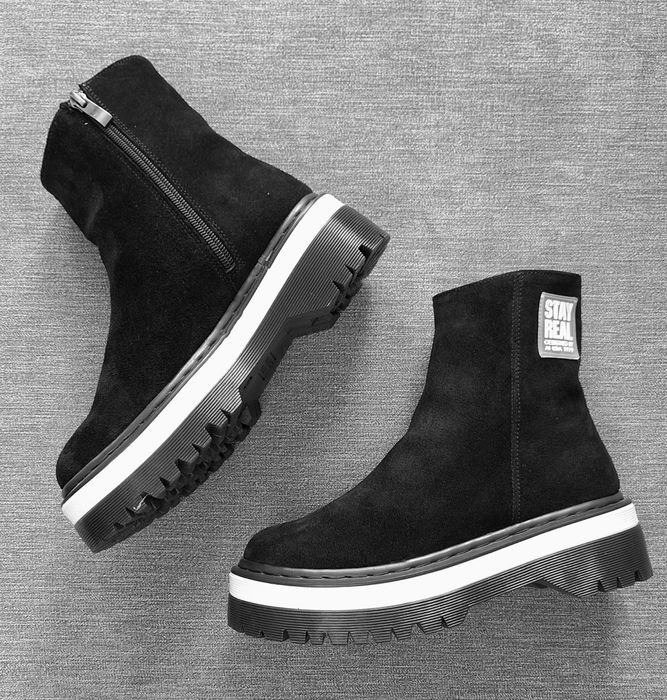 Жіночі натуральні замшеві осінні черевики чорні ботинки 36 37 40