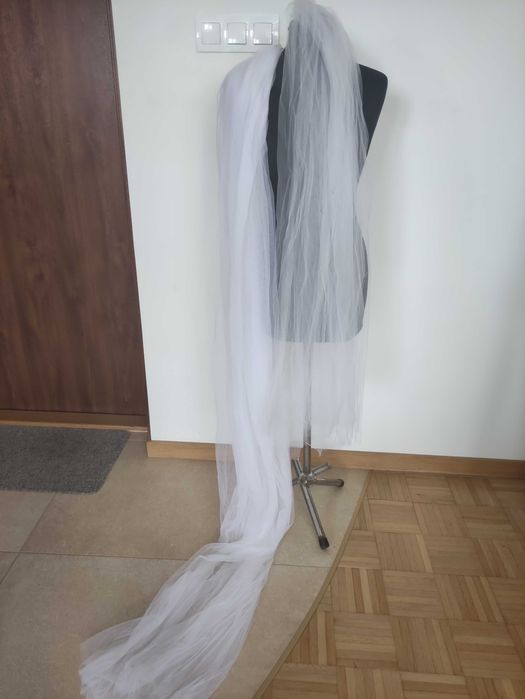 Suknia ślubna biało złota, litera A, rozm. 40, gratis dwa welony