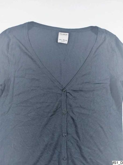 Pull & Bear Kardigan Damski L Czarny Guziki Casual