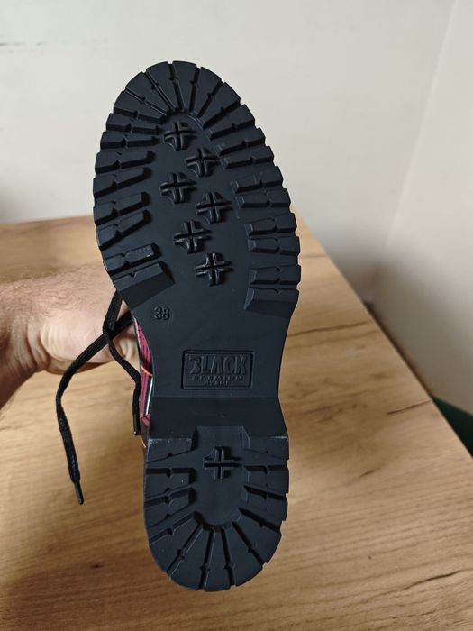 Nowe buty, wysokie, glany, w kratę, EMP Premium Black, naturalna skóra