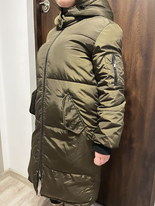 Puchowa kurtka płaszcz puchowy damski Fish Cropp militarna