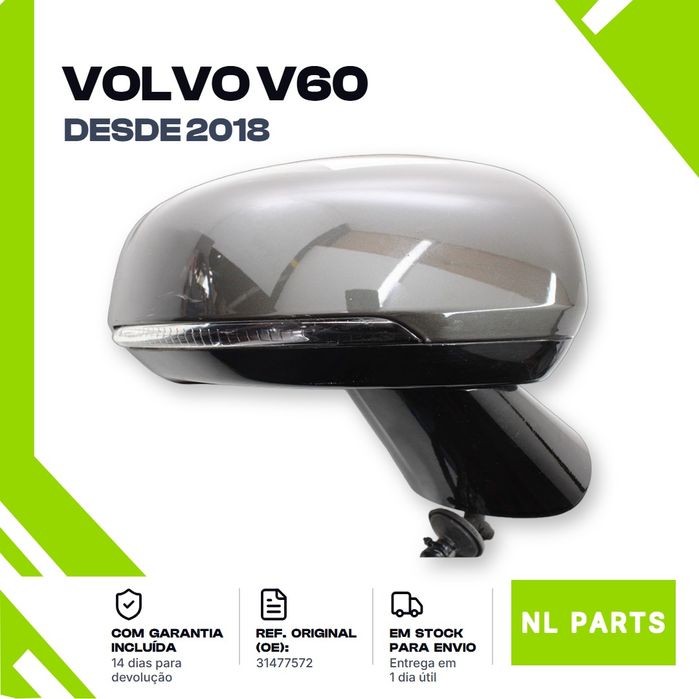 Espelho retrovisor Volvo V60 31477572 Direito (2018 em diante)