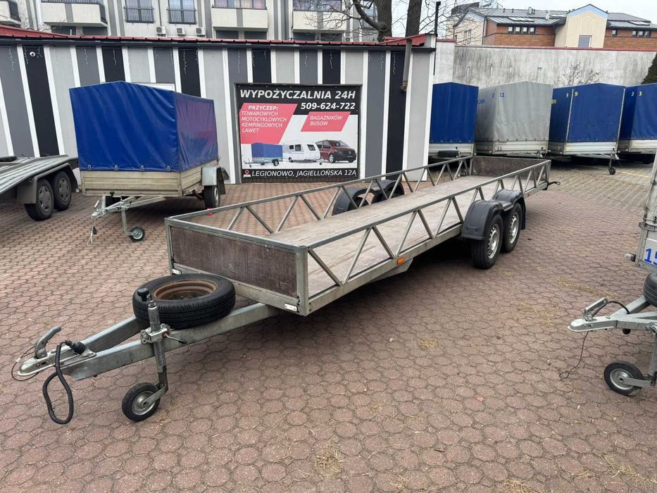 Przyczepa dłużyca wynajem 6m DMC 750kg kat ,,B'' 24H