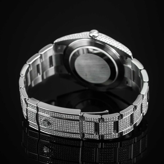 Zegarek Rolex Datejust 41 z diamentami full iced, niebieska tarcza
