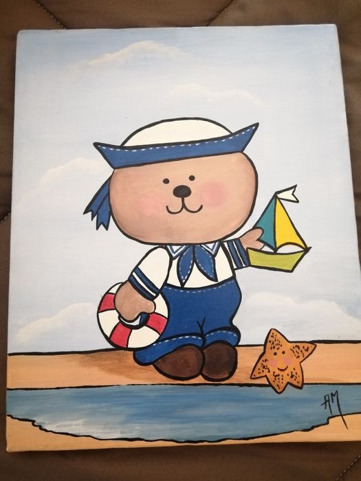 Quadro para quarto de criança pintado à mão