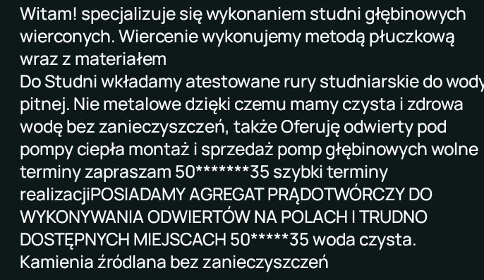 Wiercenie studni studnie głębinowe jeziora wytyczono Krasne Piaseczno Grabniak do 100km