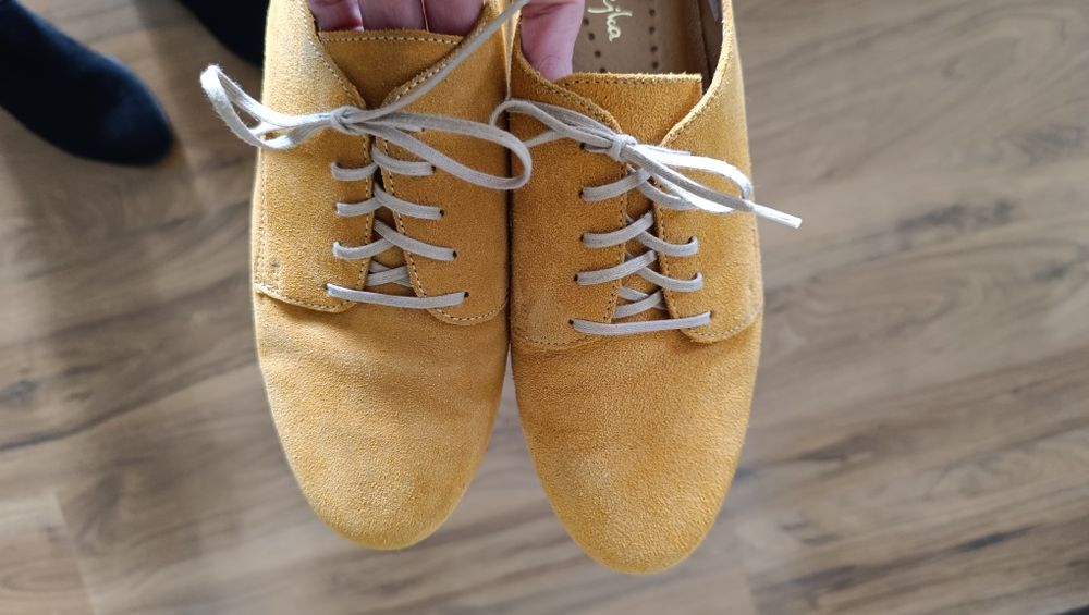 Buty Maciejka 38 skóra naturalna zamsz karmel