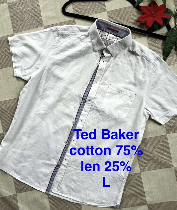 Ted Baker koszula lniana zwiewna śmietankowa L luksusowa