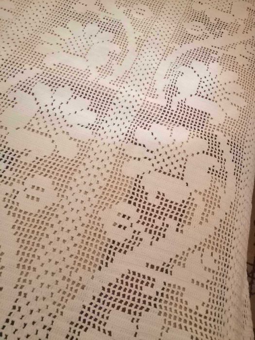 Antiga colcha renda branca feita à mão (Nunca foi usada)