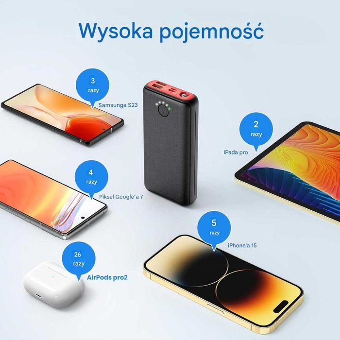 Powerbank JIGA 27000 mAh czarny Power Bank 27000mAh 22,5W