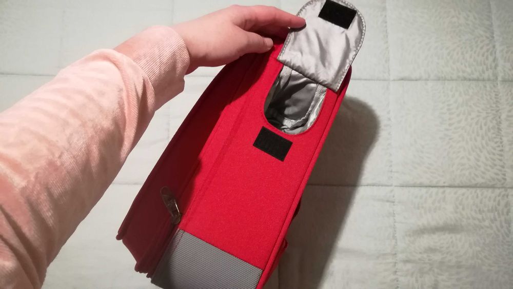 Mochila vermelha rígida com várias divisórias arrumação Viva - NOVA