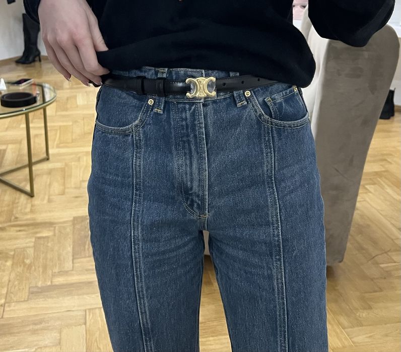 Блакитні джинси з декоративними швами Massimo Dutti