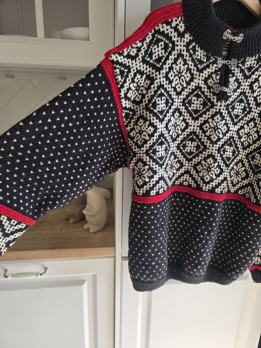 Sweter norweski wełniany 46-48 ciepły gruby