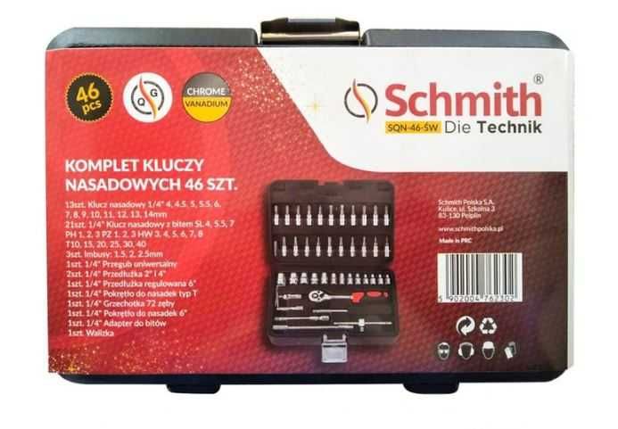 SCHMITH SQN-46 zestaw kluczy nasadowych 46szt.