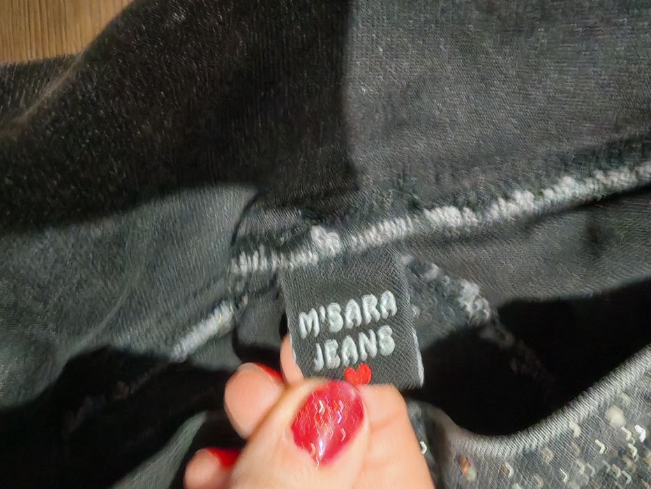 Spodnie czarne szare dżins L m.sara cyrkonie rurki
