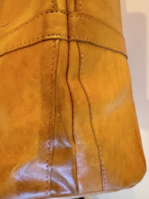 Duża skórzana torba shopper MUUD – whisky, A4 / laptop, ręcznie szyta