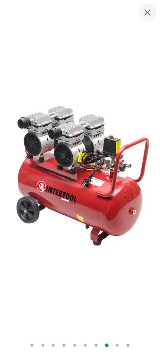 Компрессор, 50 л, 2×0,75 кВт, 220 В, 8 атм, 290 л/мин, бемасляний