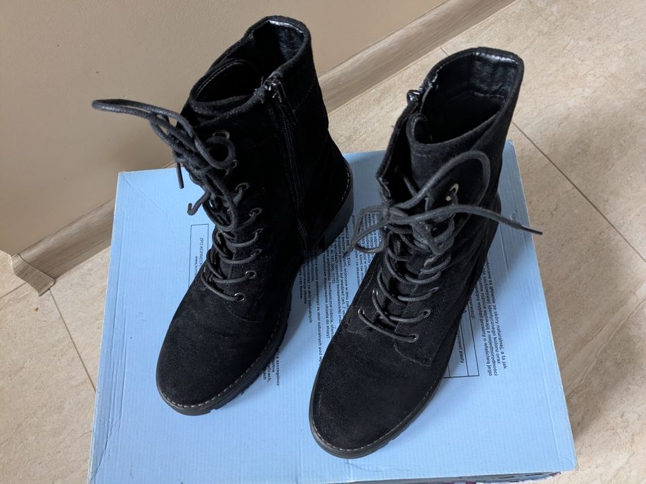 Kozaki damskie 38 Jenny fairy zamszowe ocieplane botki czarne zamek