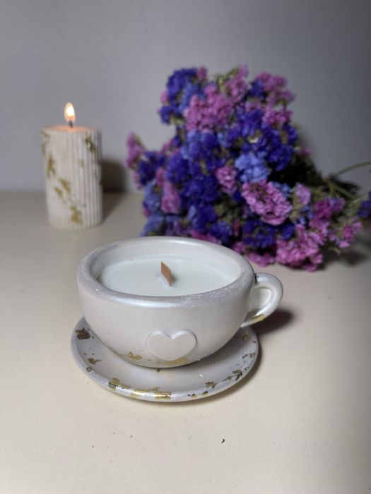 Соєва свічка в гіпсовом кашко- горнятко