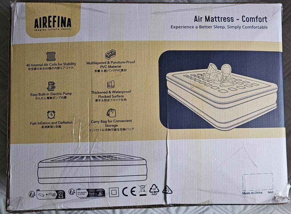 Materac Dmuchany Dwuosobowy AIREFINA AF-A08 (203x152x46 cm) 340 kg