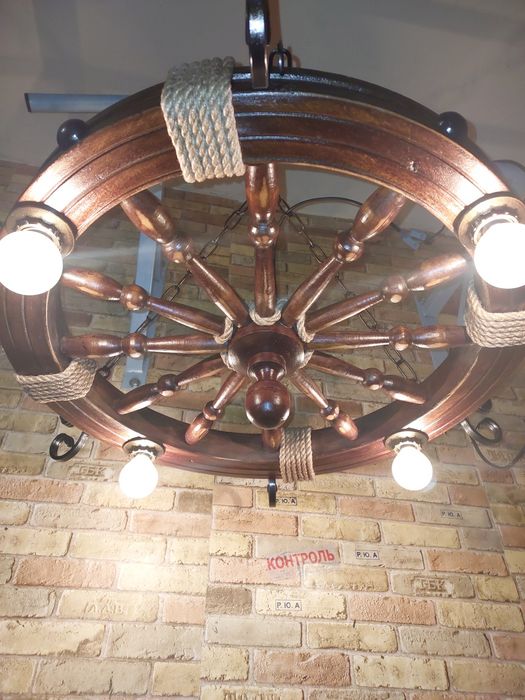 Люстра колесо ручная работа # 17 для беседки альтанки кафе террасы