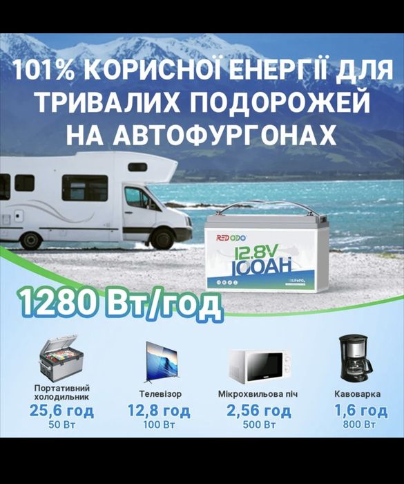 Redodo 12 v 100 Ah, LiFePo в наяаності Дніпро