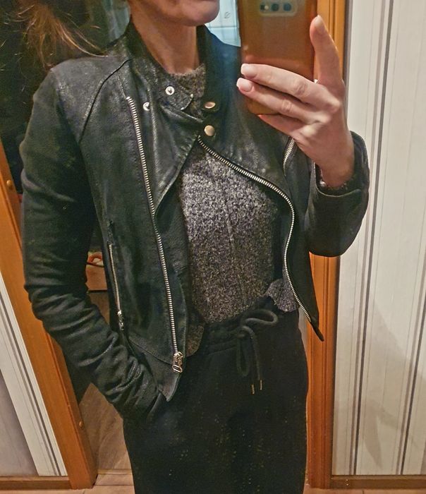 Куртка косуха вінтаж натуральна шкіра замша розмір с-м