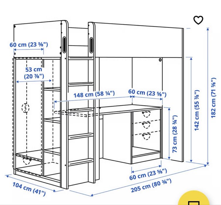 2 camas altas ikea modelo SMASTAD 90x200